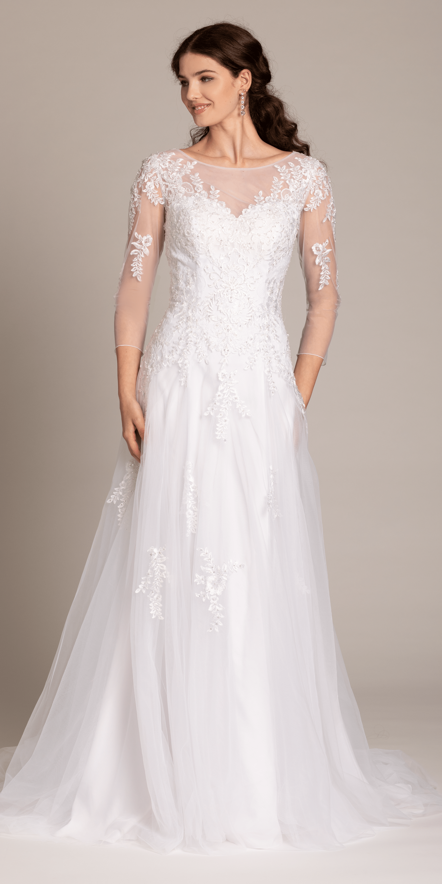 Beaded Embroidered Tulle Sweetheart A Line Dress