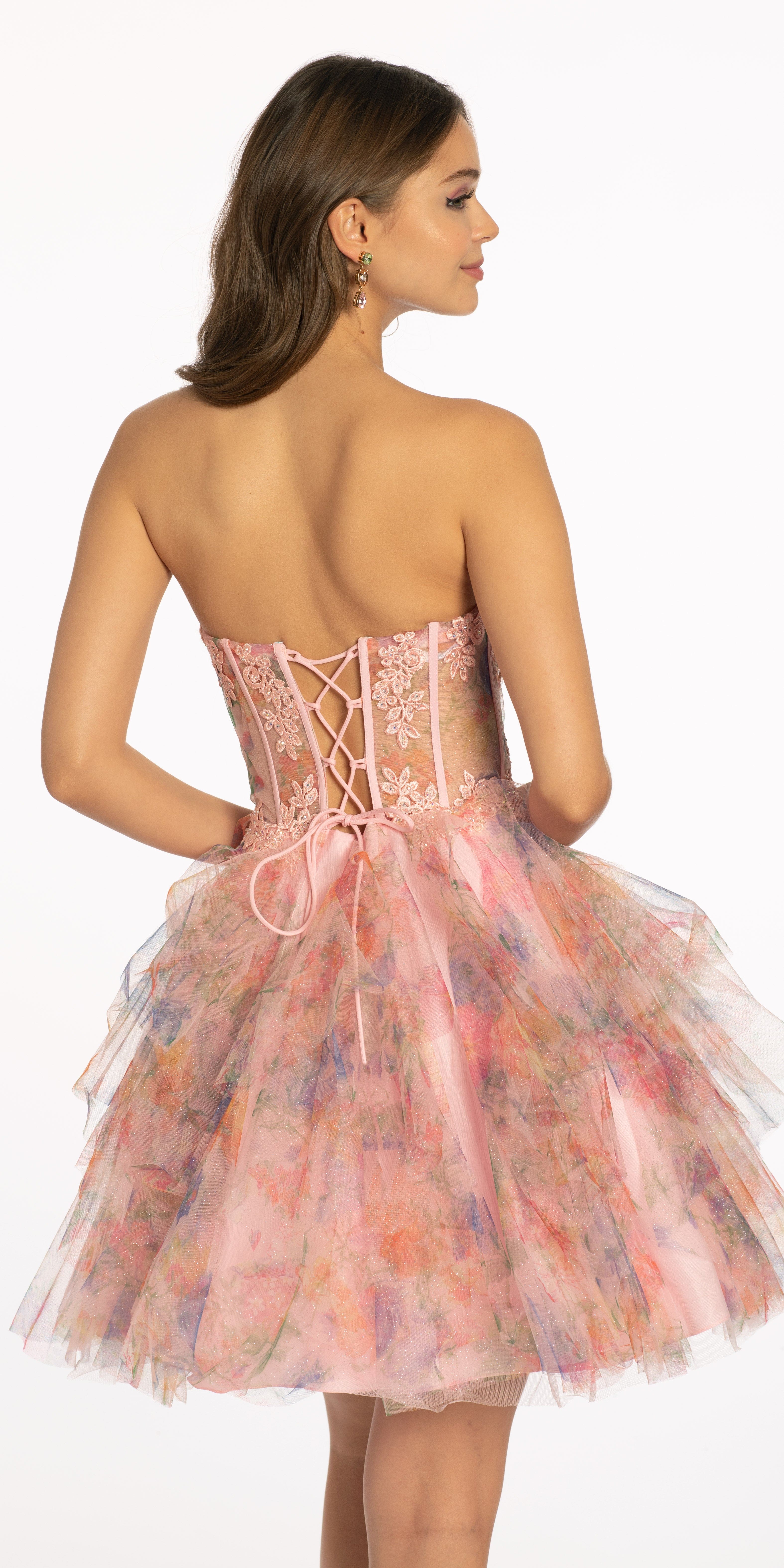 Sweetheart Embroidered Mesh Floral Tiered Fit and Flare Dress