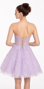 Sweetheart Corset Fit and Flare Lace Up Dress with Rosettes