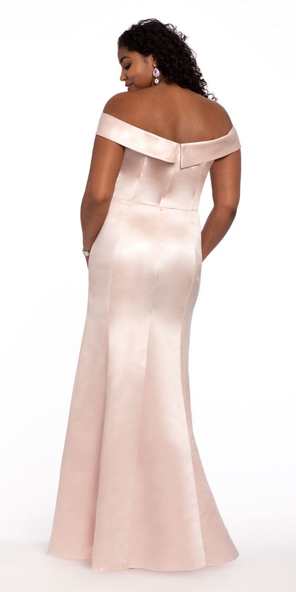 Satin Side Gather Off the Shoulder Dress