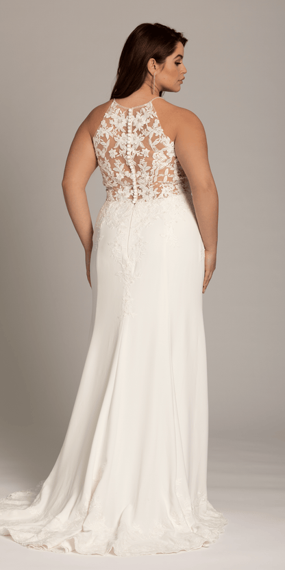 Crepe Floral Embellished Racer Back Dress with Leaf Beading Detail