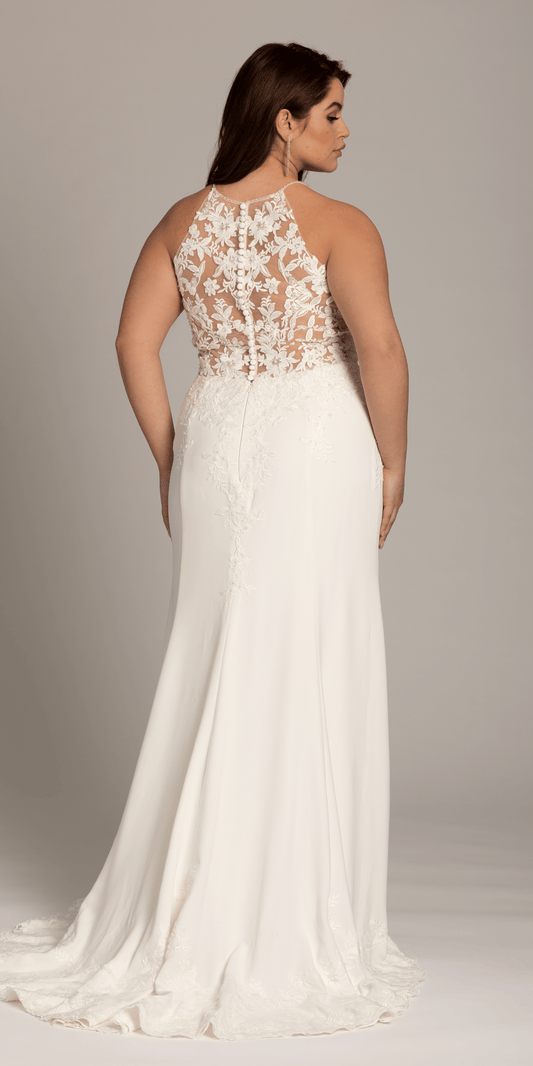 Crepe Floral Embellished Racer Back Dress with Leaf Beading Detail