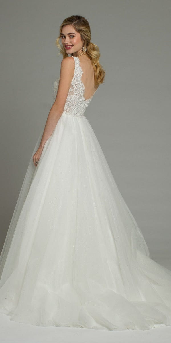 Lace Plunge Beaded Waist Sparkle Dress