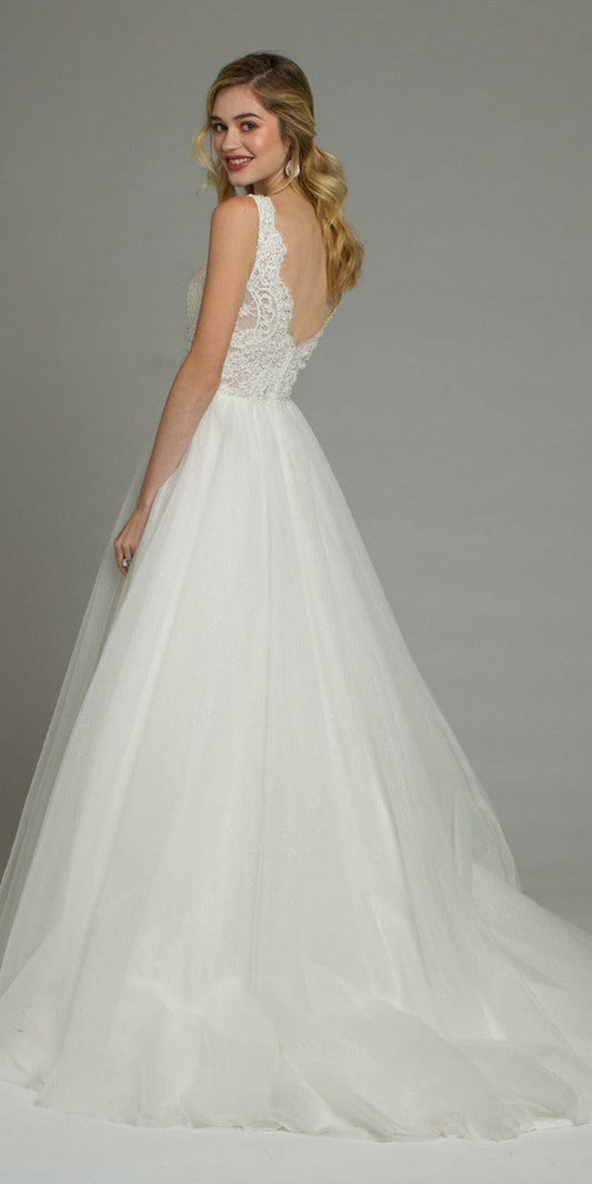 Lace Plunge Beaded Waist Sparkle Dress