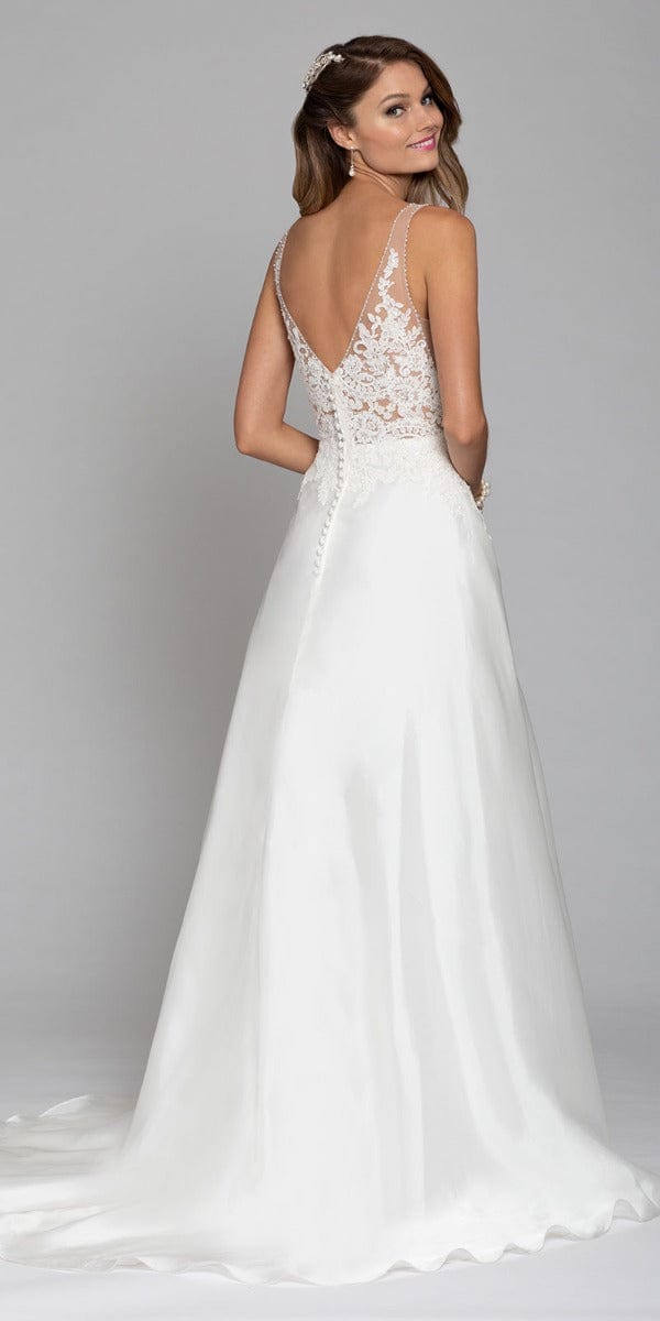 Floral Applique Organza A-Line Gown