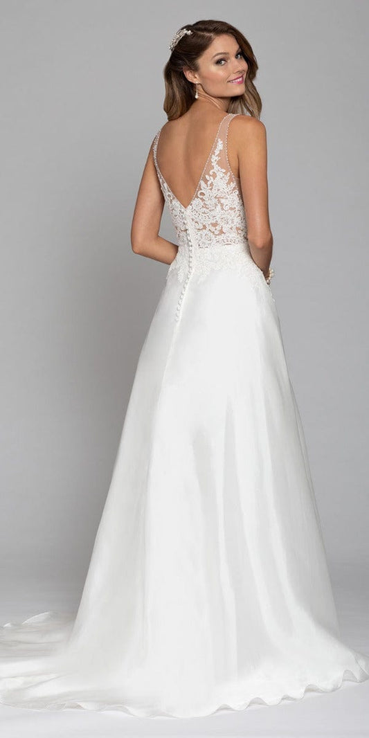 Floral Applique Organza A-Line Gown
