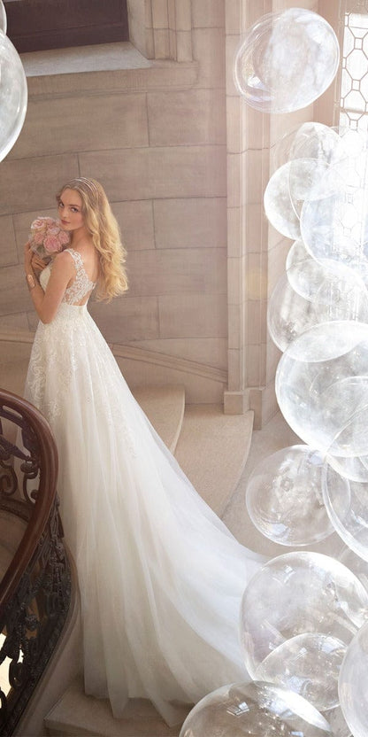 Rhinestone Encrusted  Keyhole Tulle A Line Dress