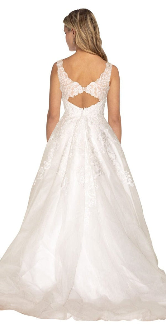 Rhinestone Encrusted  Keyhole Tulle A Line Dress