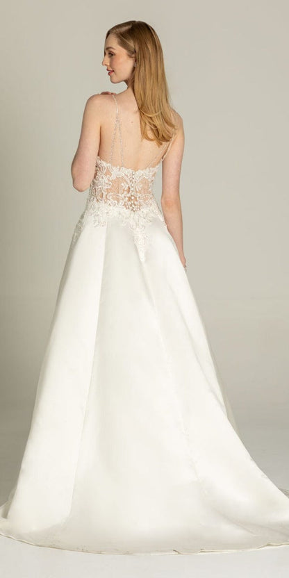 Deep V Satin Rhinestone Beaded A Line Dress