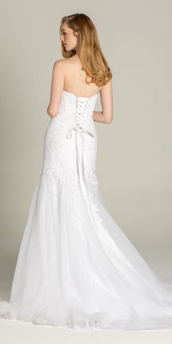 Sweetheart  Embroidered Trumpet Dress with Tulle Godets