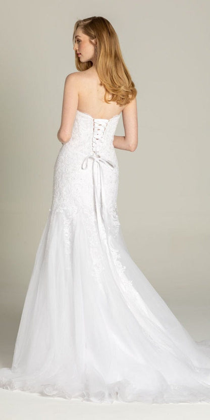 Sweetheart  Embroidered Trumpet Dress with Tulle Godets