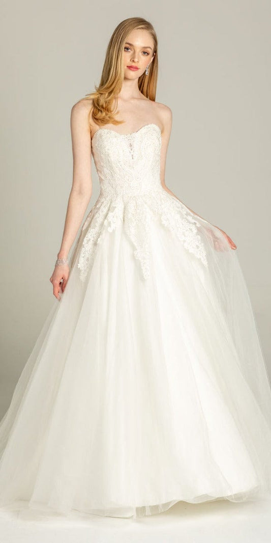 Embellished Embroidered Strapless Tulle Ballgown