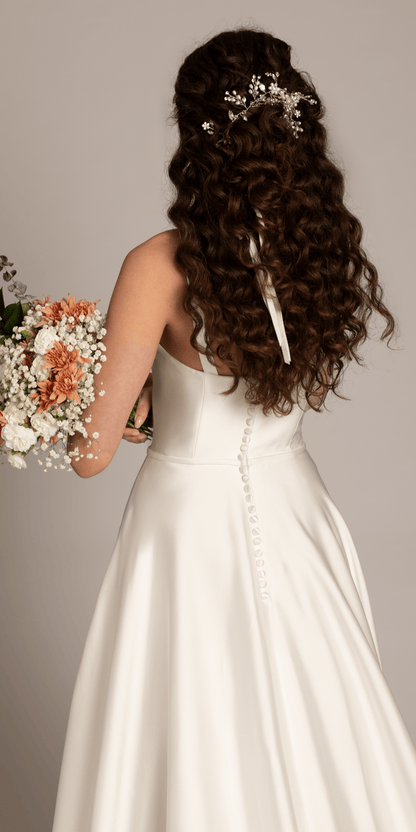 Square Neck Satin Ballgown with Pockets